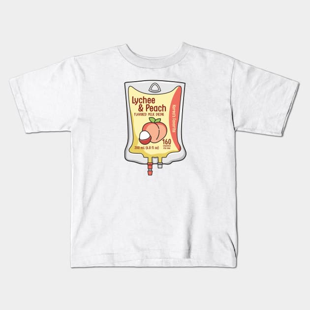 Aesthetic Korean Lychee and Peach Flavored Milk IV Bag for medical and nursing students, nurses, doctors, and health workers who love milk Kids T-Shirt by spacedowl